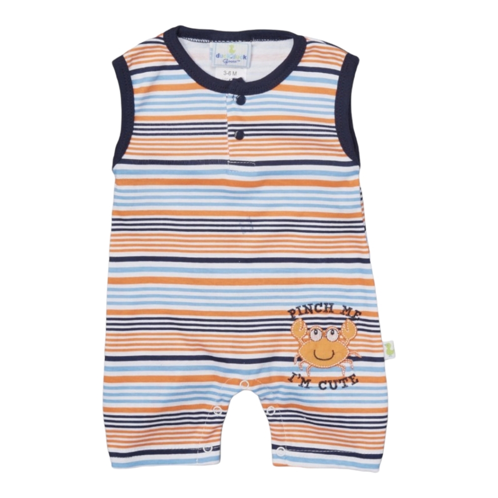 NWT infant one piece blue and orange romper by duck duck Goose size 0-3 months